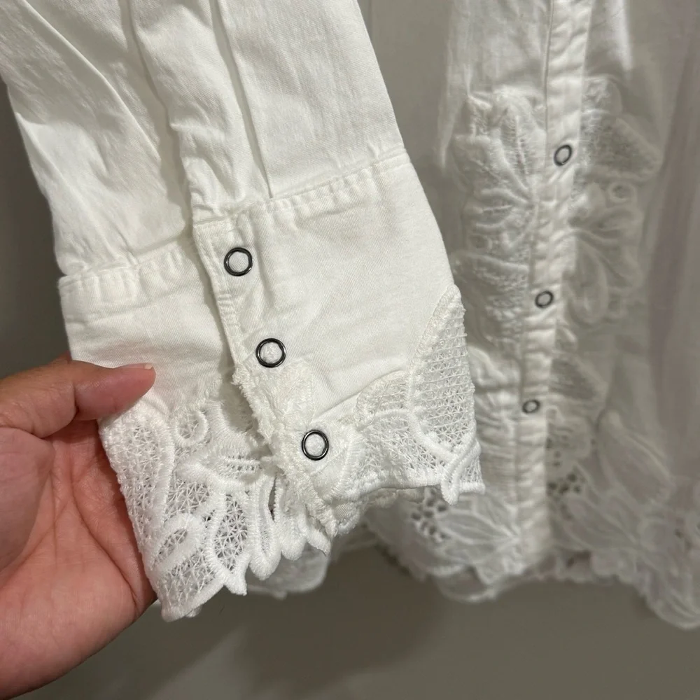 Free People NWT Large White Constance Floral Lace Mini Dress Boho Beach Romantic - Picture 7 of 8